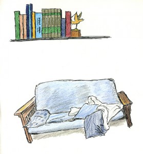 Bookshelf and Futon by Winston Hearn